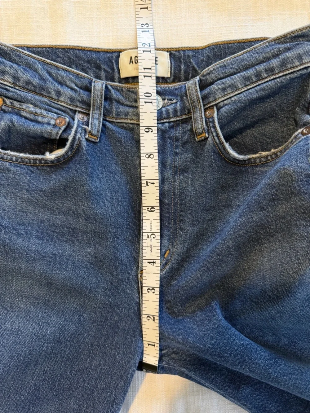 Agolde Merrel Mid Rise Straight Leg Stretch Denim Jeans In Medium Denim